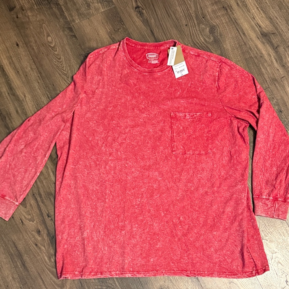 The Foundry Supply Co. Men's Washed Red Long-Sleeve Pocket Tee